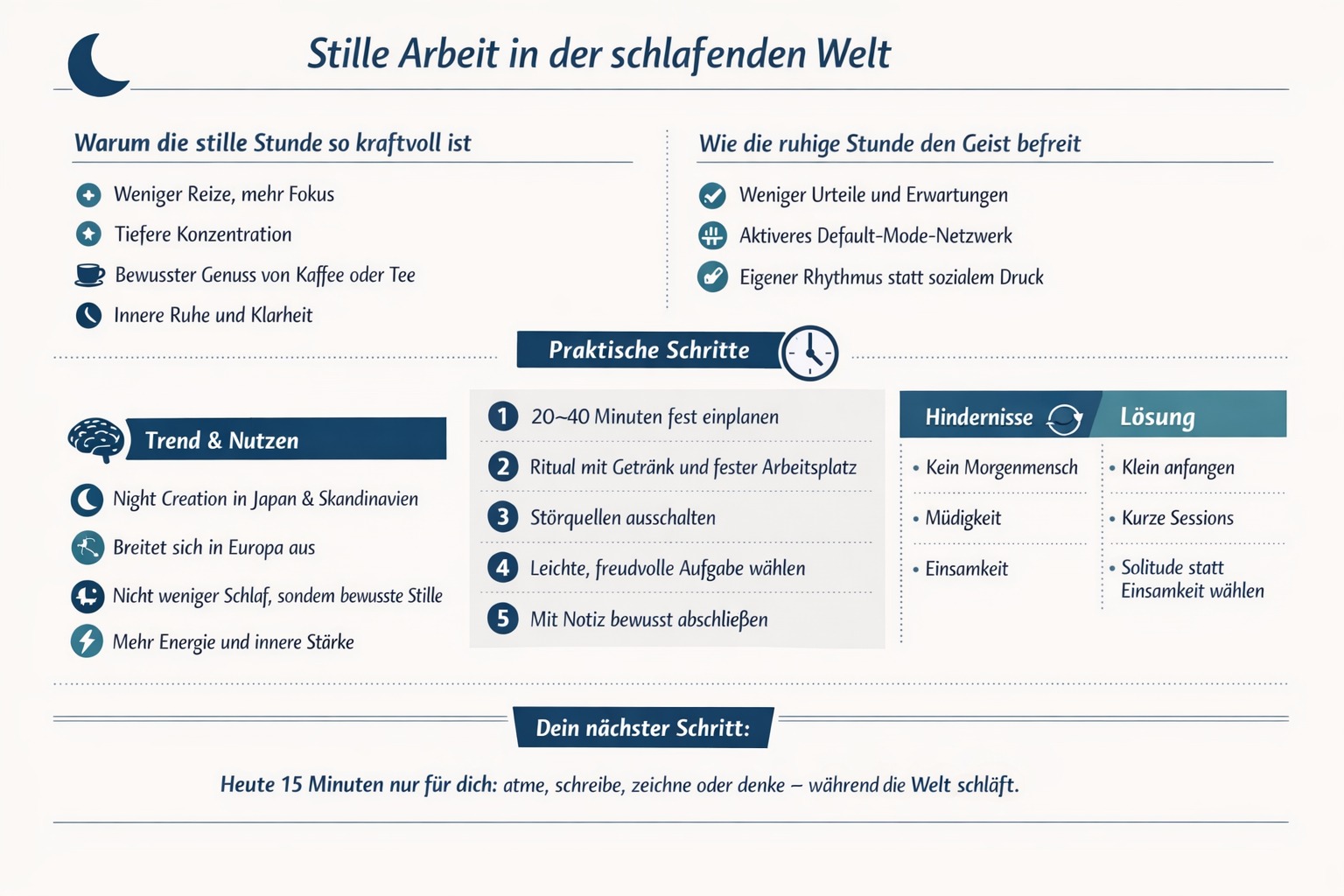 Infografik Stille Arbeit in der schlafenden Welt 