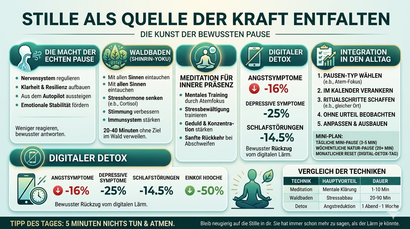Infografik Stille als Quelle der Kraft entfalten