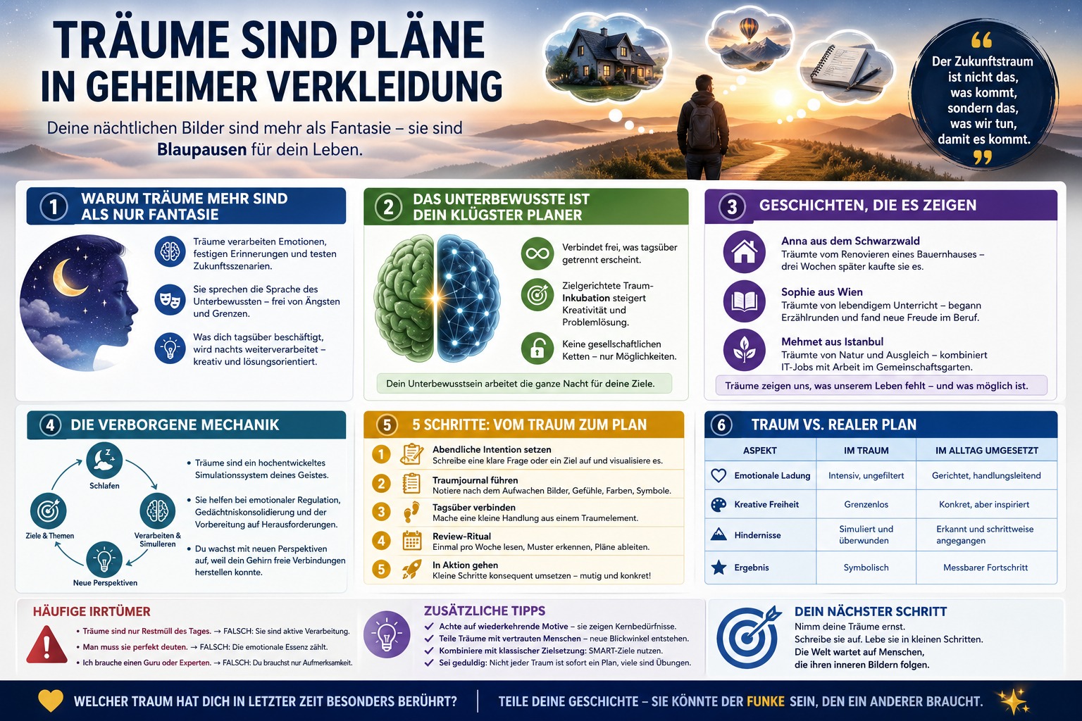 Infografik Träume sind Pläne in geheimer Verkleidung 