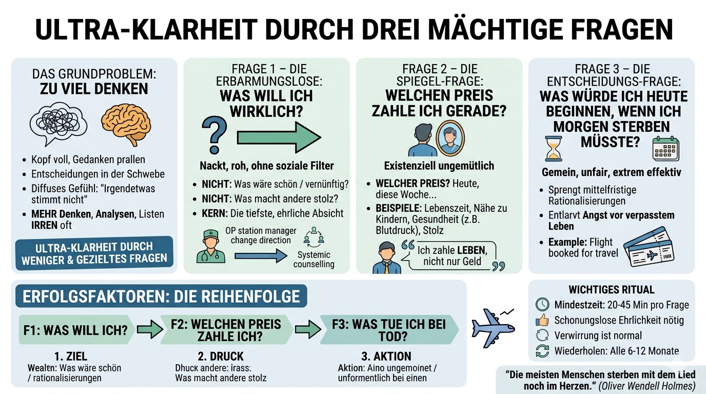 Infografik Ultra Klarheit durch drei mächtige Fragen 