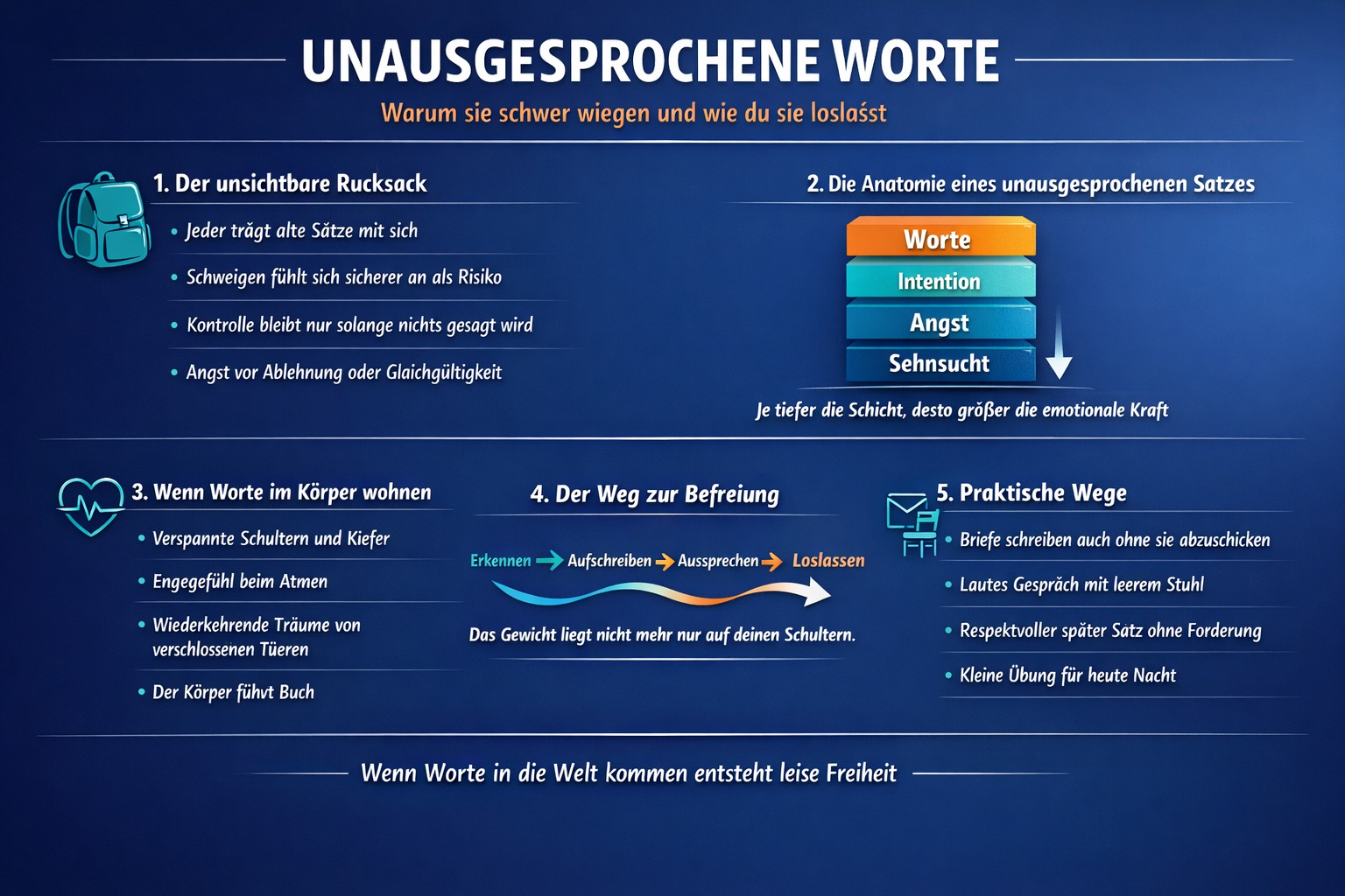 Infografik Unausgesprochene Worte wiegen schwer im Herzen
