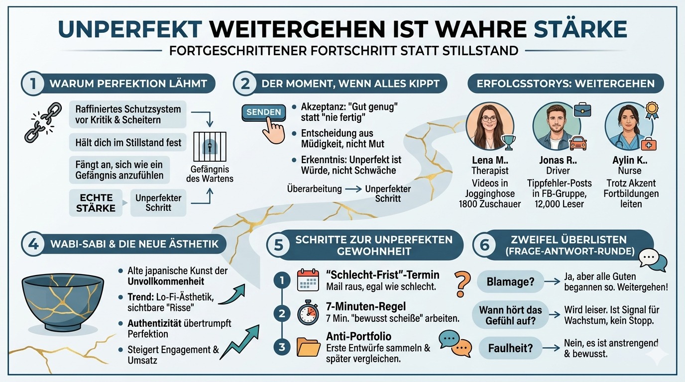 Infografik Unperfekt weitergehen ist wahre Stärke