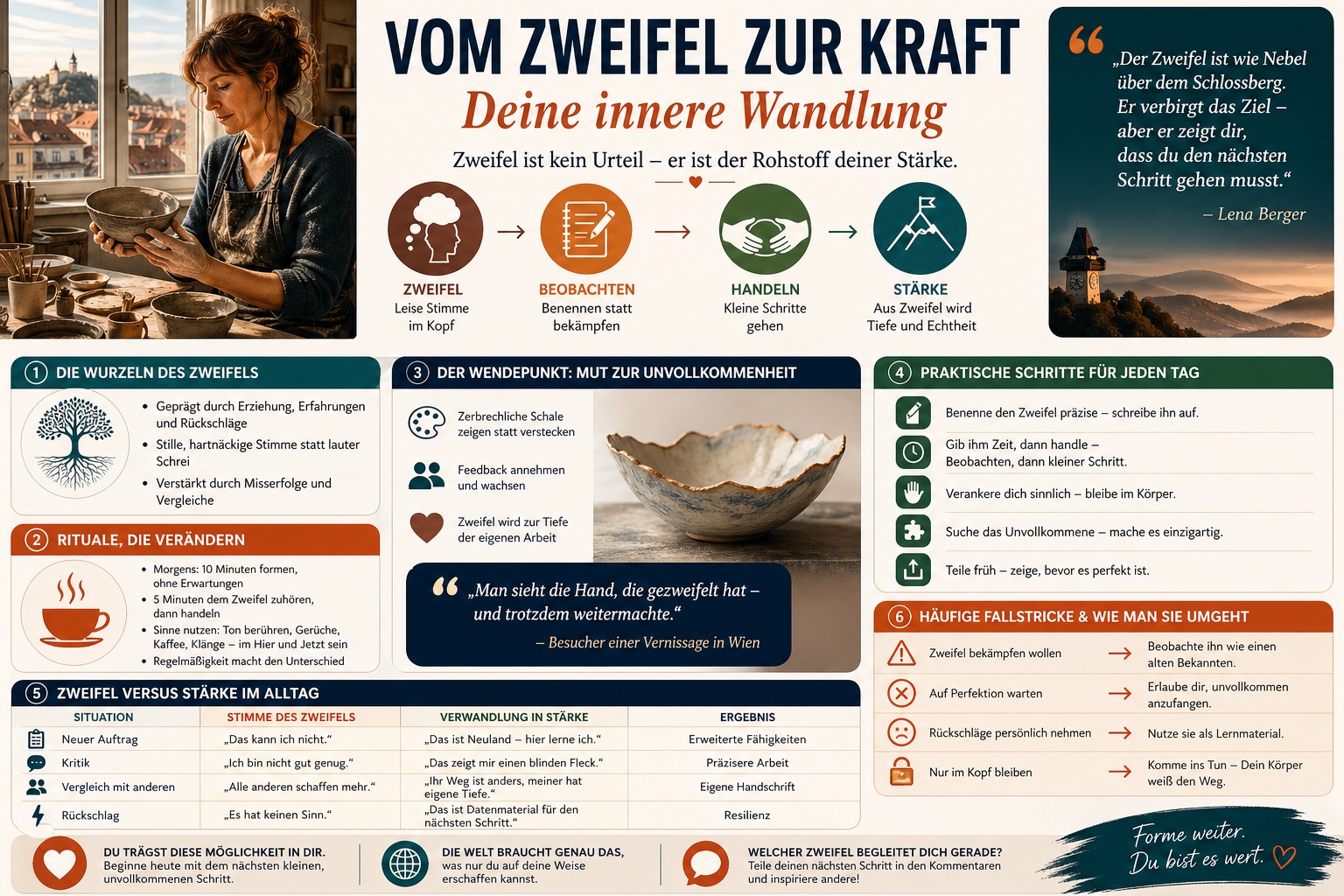 Infografik Vom Zweifel zur Kraft Deine innere Wandlung 