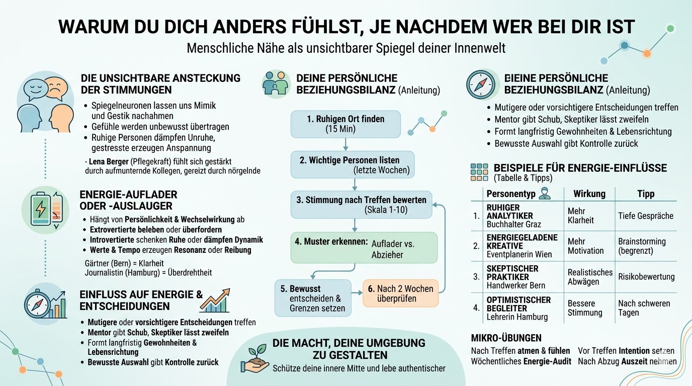 Infografik Warum du dich anders fühlst, je nachdem wer bei dir ist 