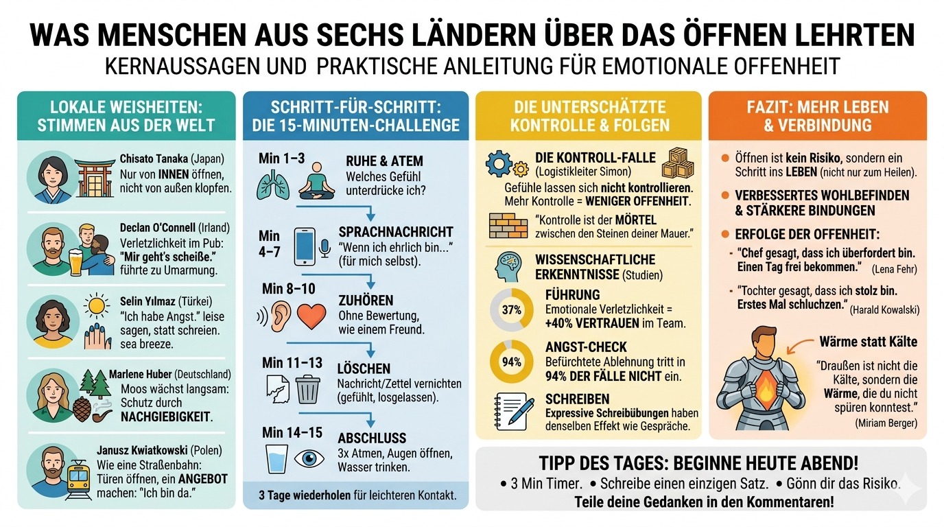 Infografik Was Menschen aus sechs Ländern mich über das Öffnen lehrten