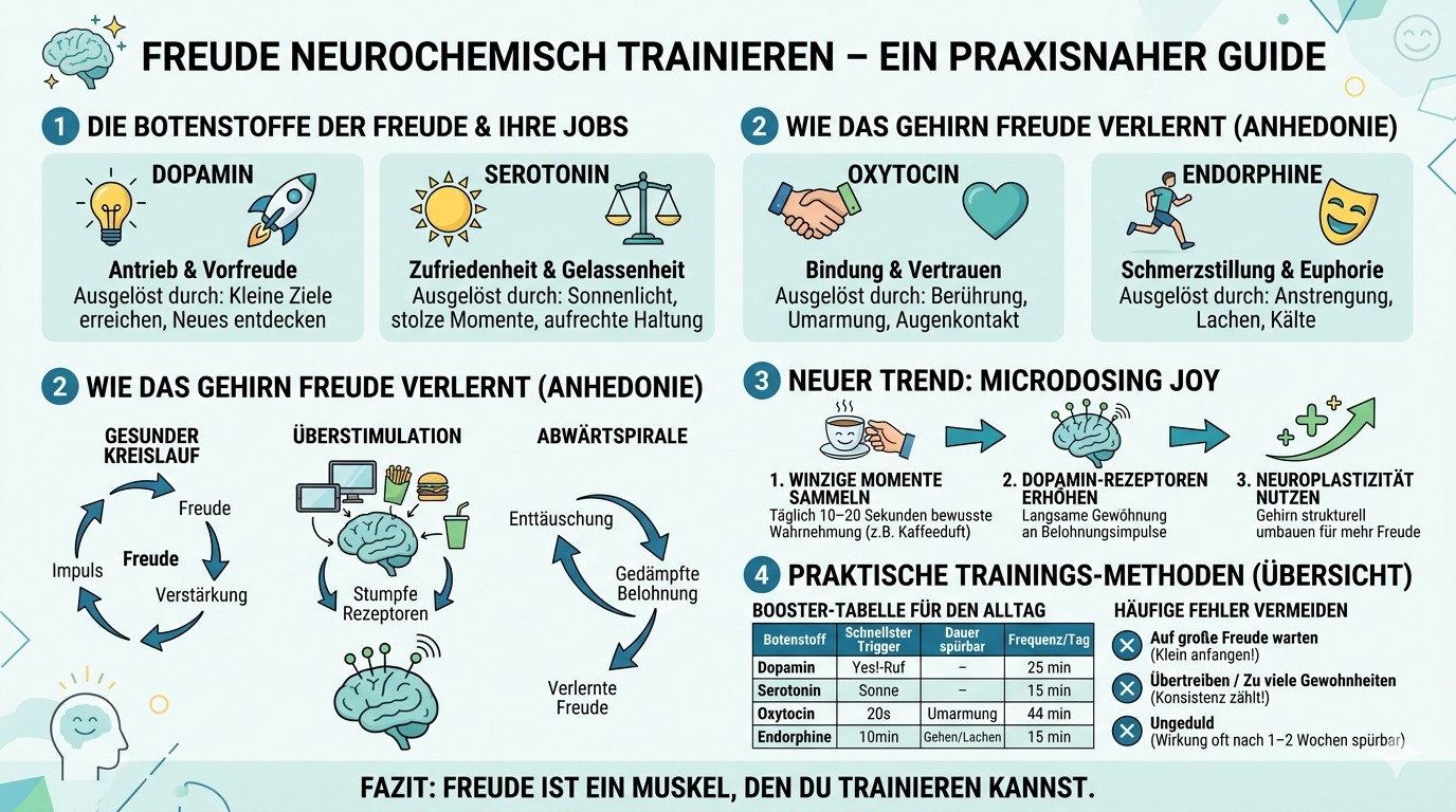 Infografik Wie du Freude neurochemisch trainierst – praxisnah