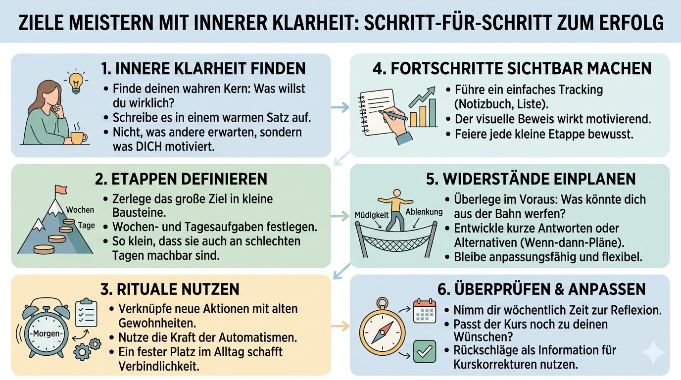 Infografik Ziele meistern mit innerer Klarheit Infografik Ziele meistern mit innerer Klarheit