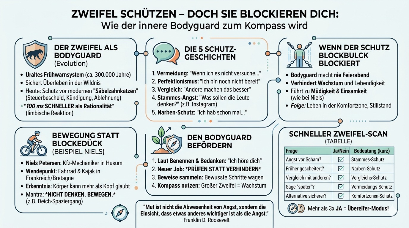 Infografik Zweifel schützen – doch sie blockieren dich