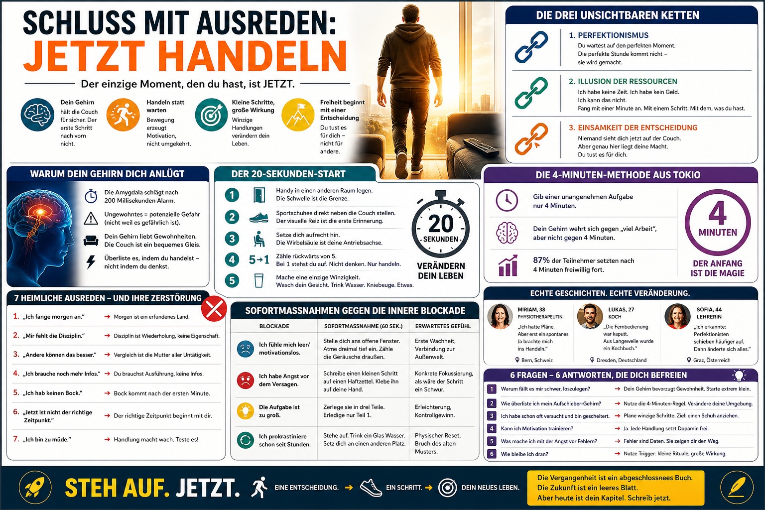 Infografik „Schluss mit Ausreden Jetzt handeln“