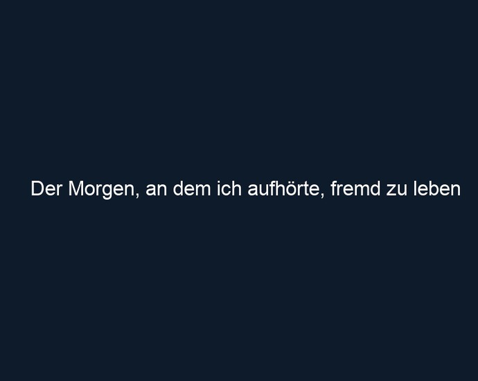 Der Morgen, an dem ich aufhörte, fremd zu leben