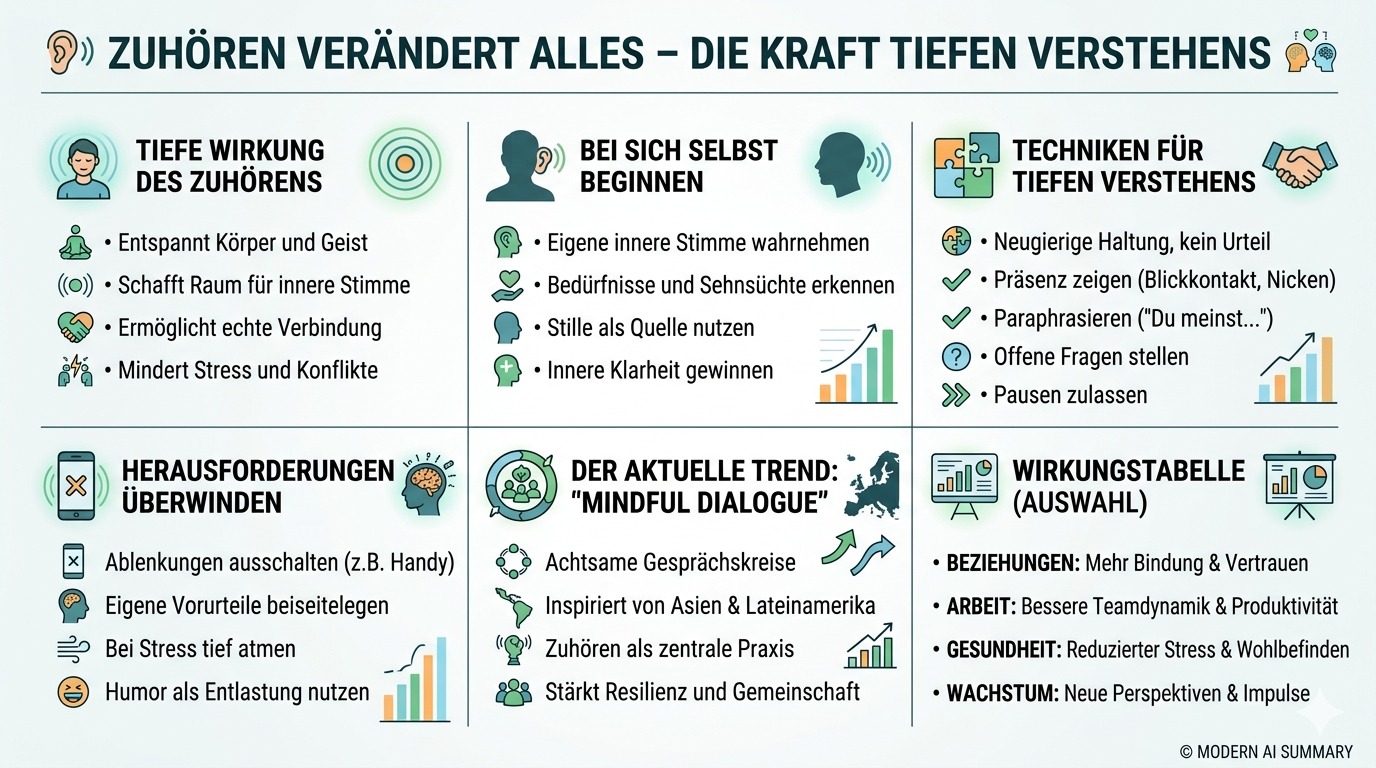 nfografik Zuhören verändert alles – leise und tief.