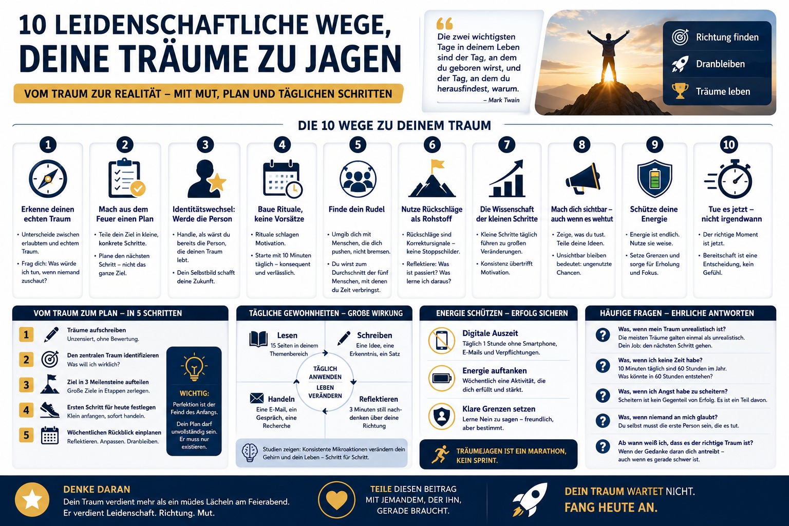 Infografik 10 leidenschaftliche Wege, deine Träume zu jagen Infografik 10 leidenschaftliche Wege, deine Träume zu jagen