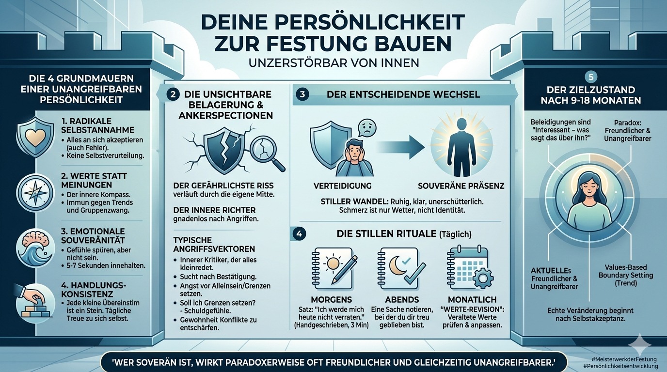 Infografik Baue deine Persönlichkeit zur Festung – unzerstörbar von innen Infografik Baue deine Persönlichkeit zur Festung – unzerstörbar von innen