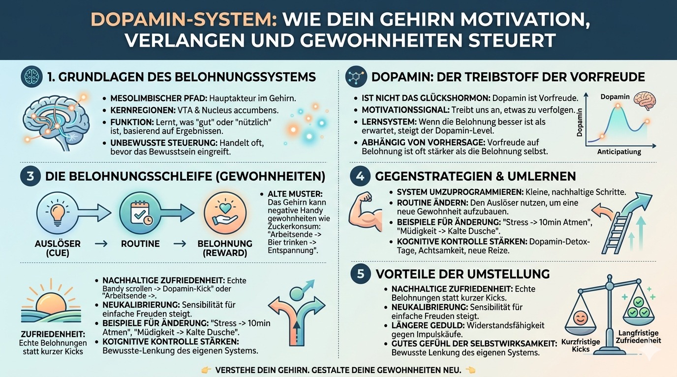 Infografik Belohnungssystem im Gehirn Infografik Belohnungssystem im Gehirn