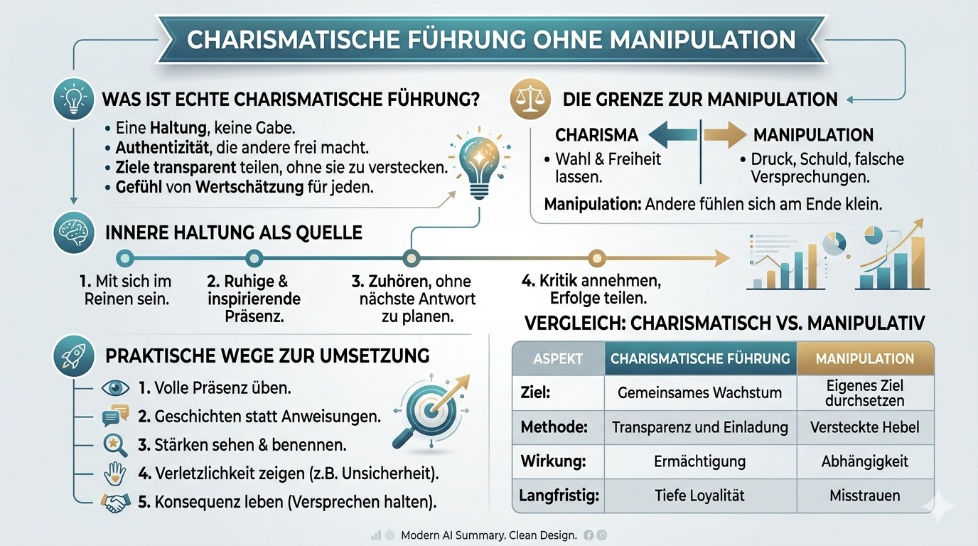 Infografik Charismatische Führung ohne Manipulation Infografik Charismatische Führung ohne Manipulation