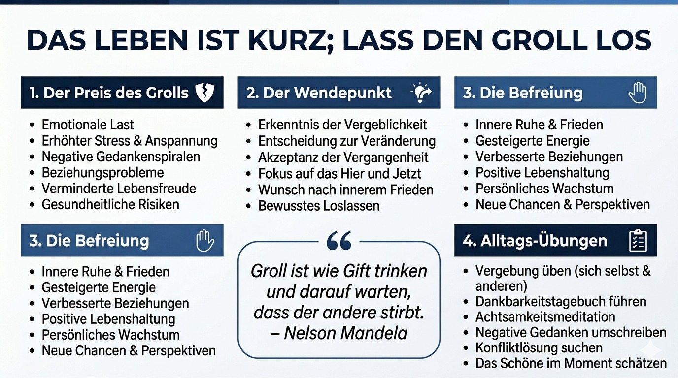 Infografik Das Leben ist kurz; lass den Groll los