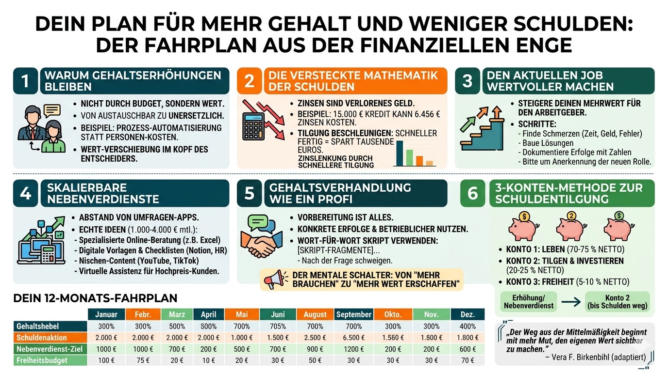 Infografik Dein Plan für mehr Gehalt und weniger Schulden Infografik Dein Plan für mehr Gehalt und weniger Schulden