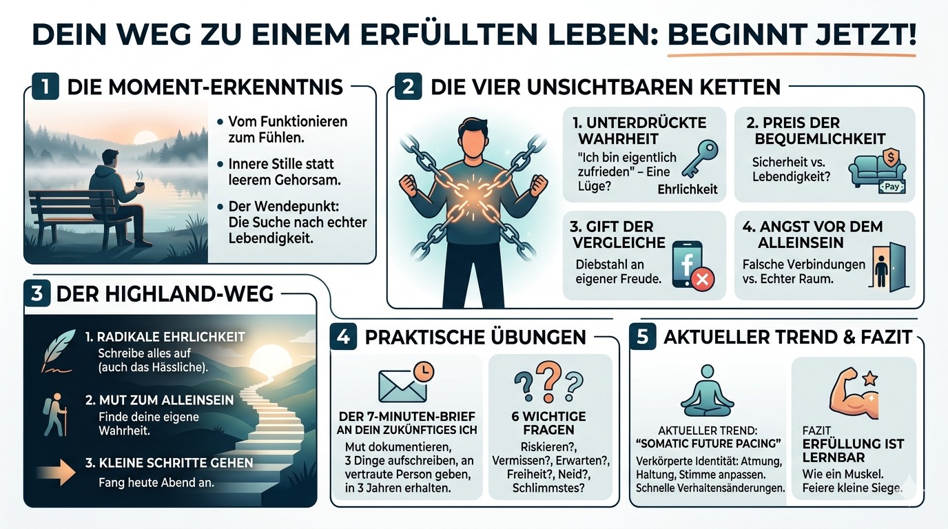 Infografik Dein Weg zu einem erfüllten Leben beginnt hier.