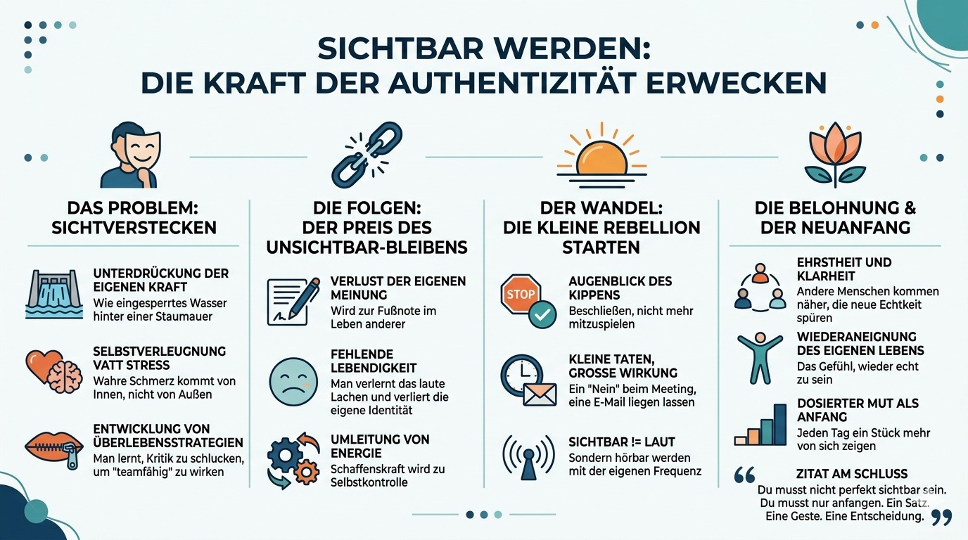 Infografik Deine Stärke erwacht im Augenblick des Sichtbarwerdens