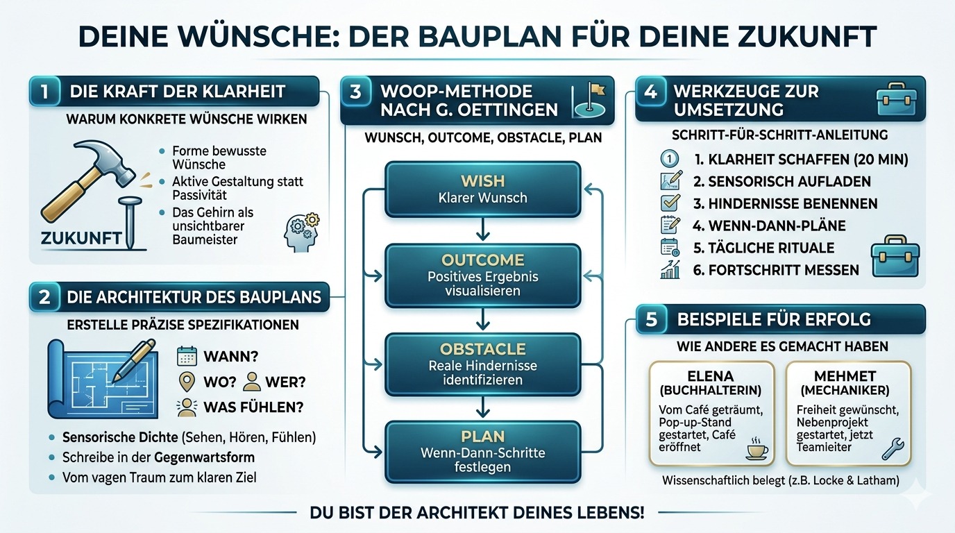 Infografik Deine Wünsche formen deine Zukunft. 