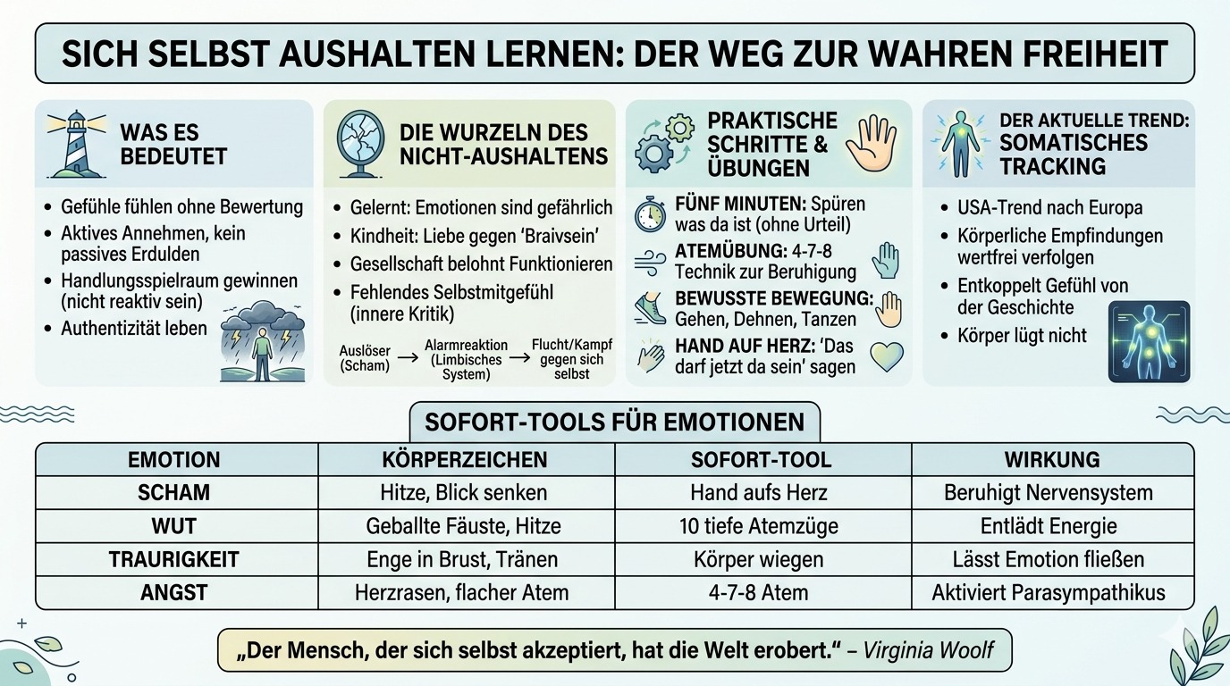 Infografik Dich selbst aushalten lernen – der Anfang wahrer Freiheit Infografik Dich selbst aushalten lernen – der Anfang wahrer Freiheit