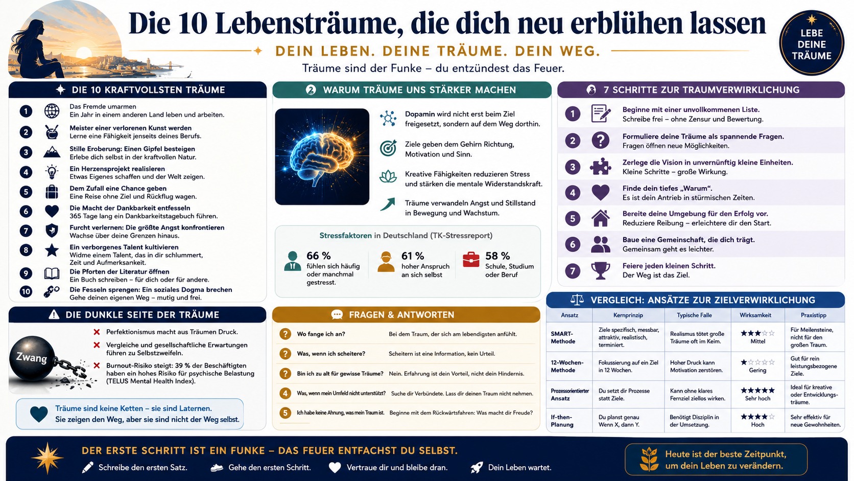 Infografik Die 10 Lebensträume, die dich neu erblühen lassen