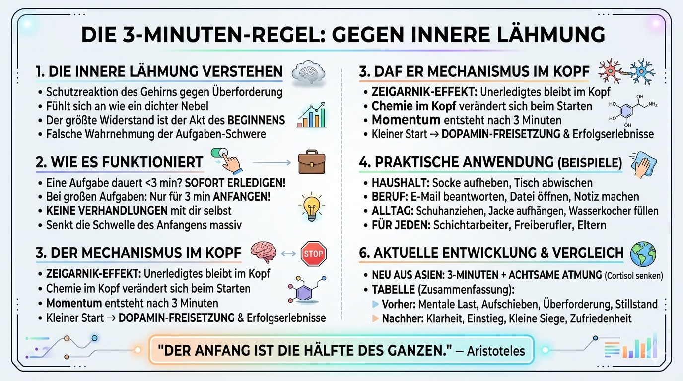 Infografik Die 3 Minuten Regel gegen innere Lähmung