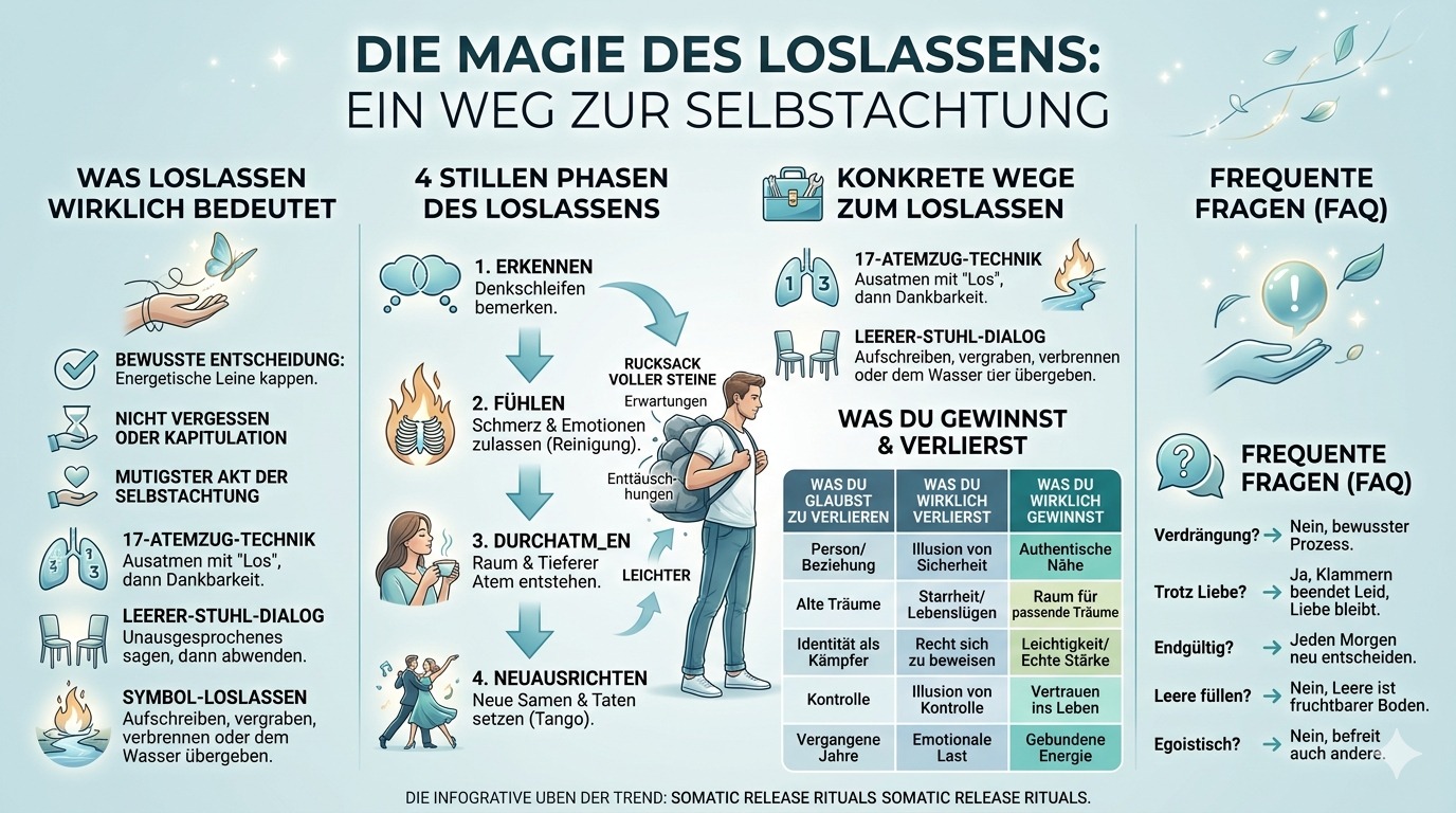 Infografik Die Magie des Loslassens entfaltet sich leise. Infografik Die Magie des Loslassens entfaltet sich leise.