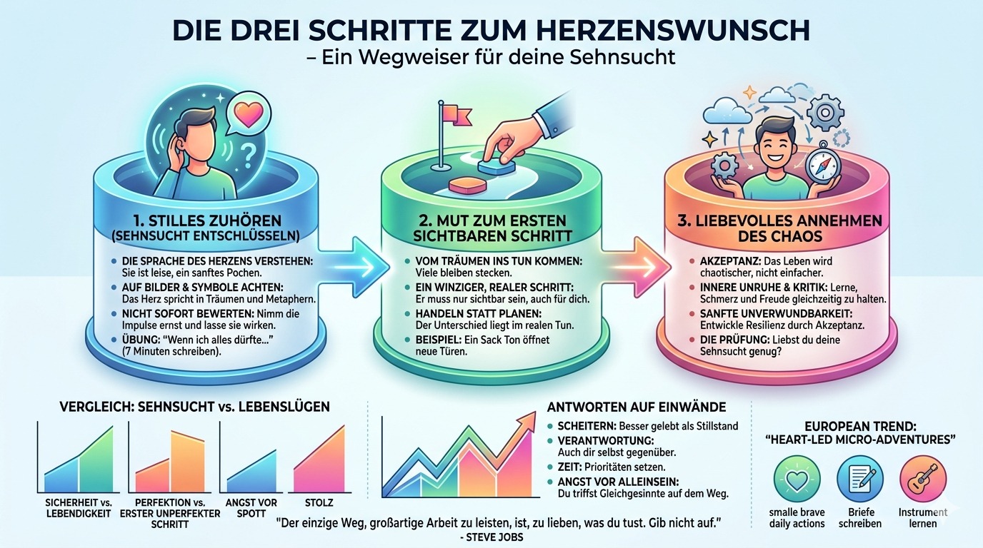 Infografik Die drei Schritte zu dem, wonach dein Herz verlangt Infografik Die drei Schritte zu dem, wonach dein Herz verlangt