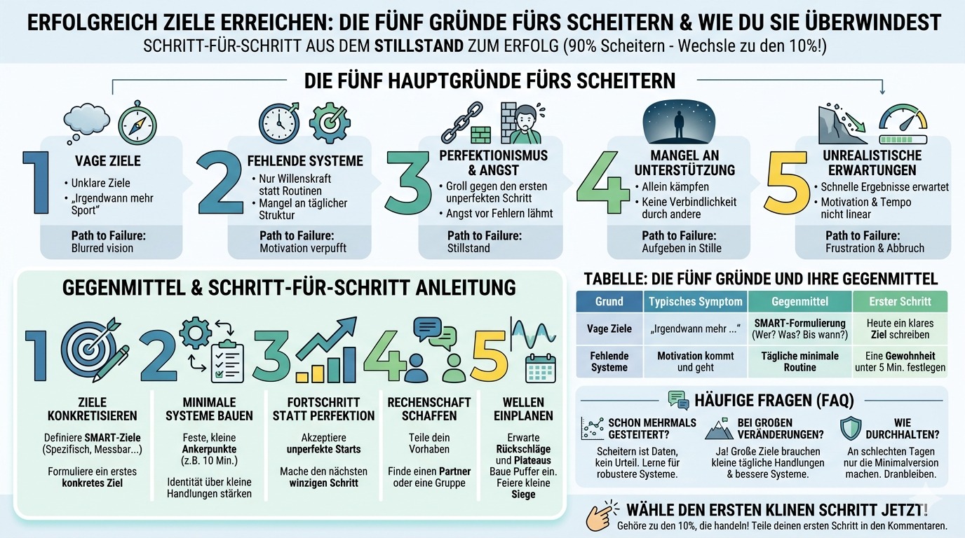 Infografik Die fünf Gründe fürs Scheitern – und wie du sie überwindest