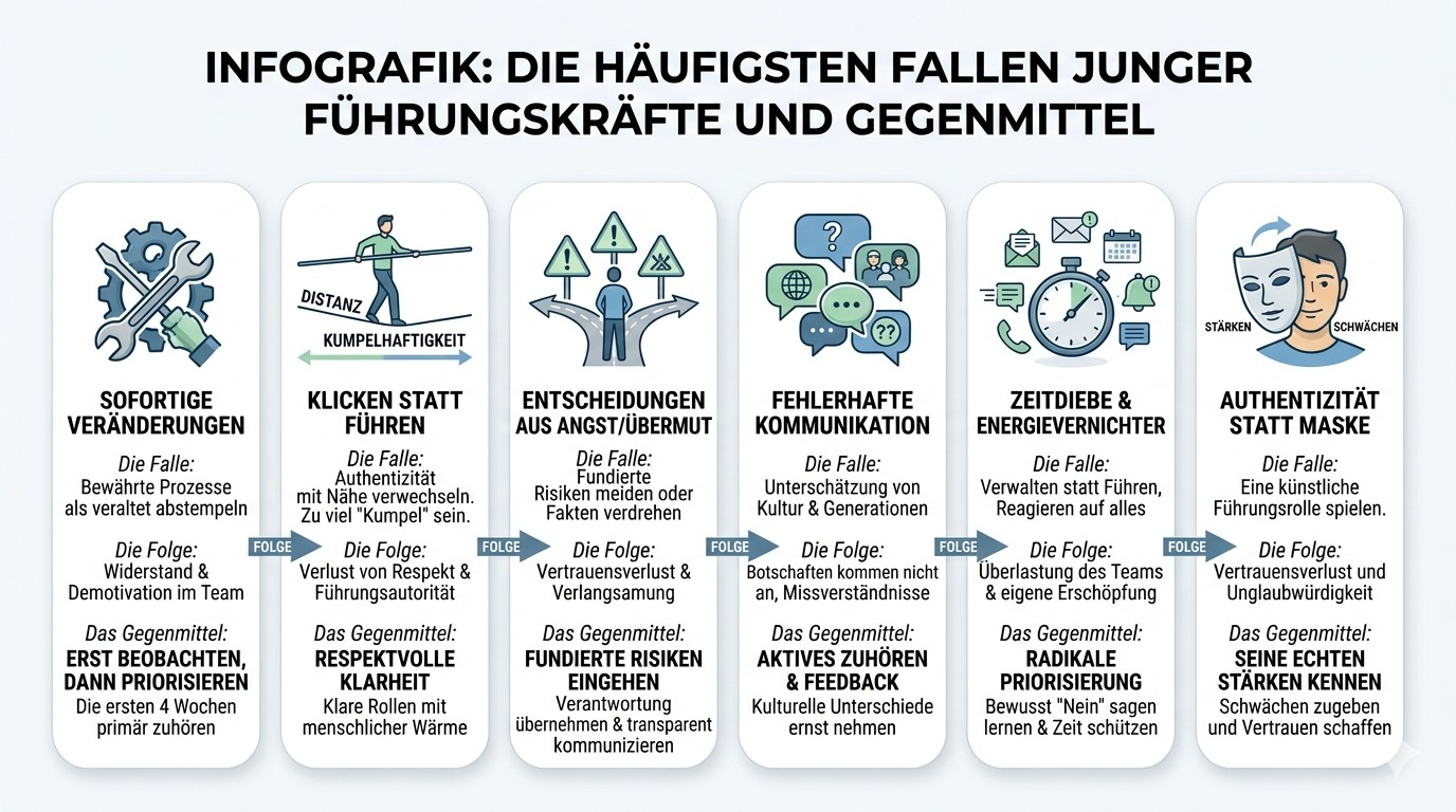 Infografik Die häufigsten Fallen junger Führungskräfte 