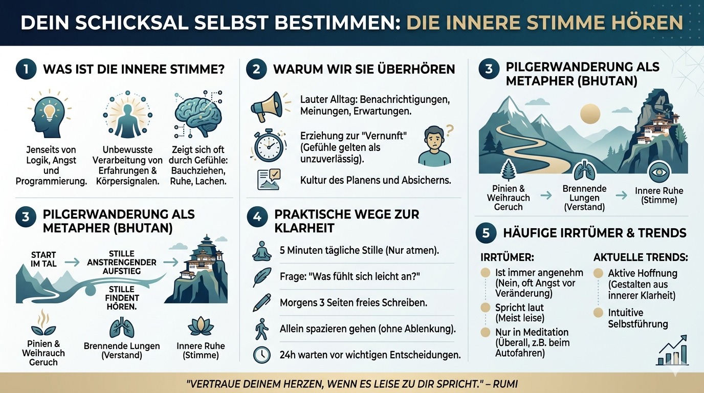 Infografik Die innere Stimme hören und dein Schicksal selbst bestimmen