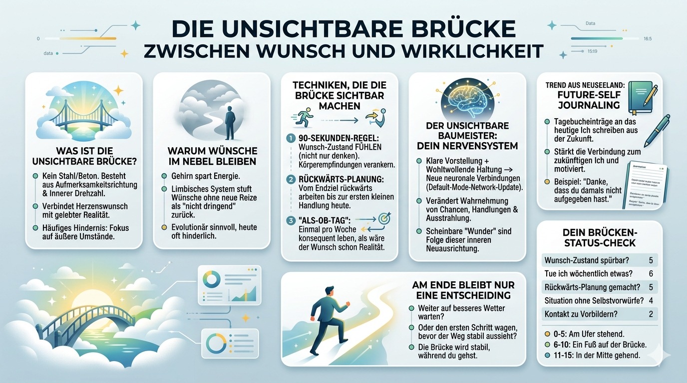 Infografik Die unsichtbare Brücke zwischen Wunsch und Wirklichkeit