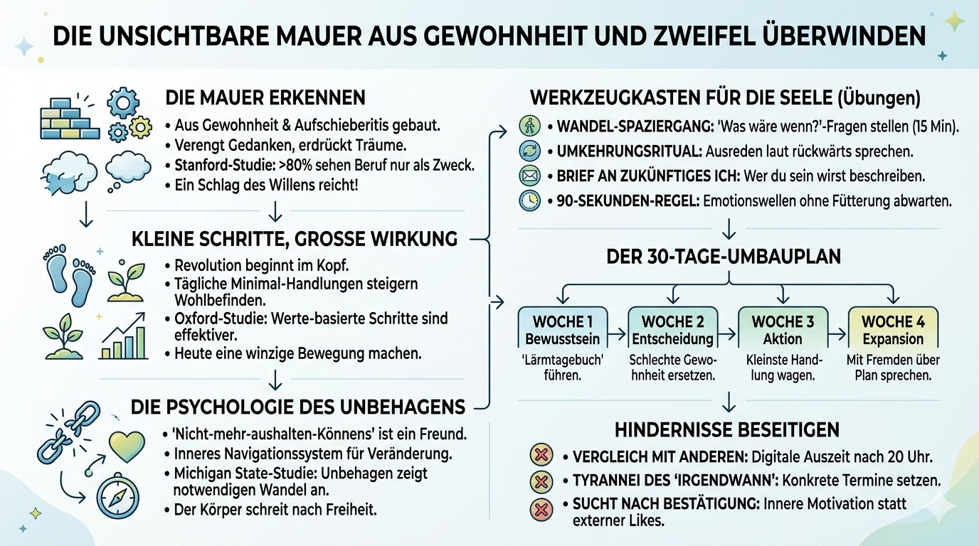 Infografik Die unsichtbare Mauer aus Gewohnheit und Zweifel Infografik Die unsichtbare Mauer aus Gewohnheit und Zweifel