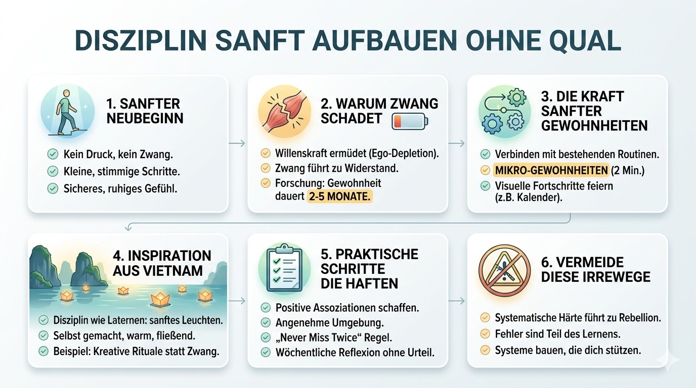 Infografik Disziplin sanft aufbauen ohne Qual