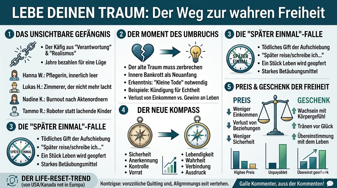 Infografik Du wirst frei Lebe Deinen Traum!