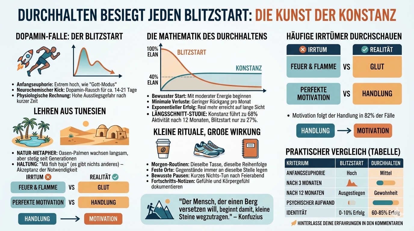 Infografik Durchhalten besiegt jeden schnellen Blitzstart Infografik Durchhalten besiegt jeden schnellen Blitzstart