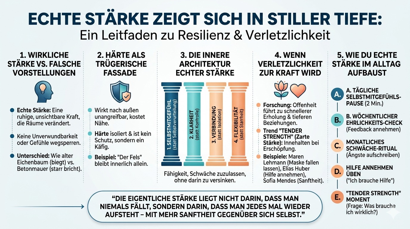 Infografik Echte Stärke zeigt sich in stiller Tiefe Infografik Echte Stärke zeigt sich in stiller Tiefe
