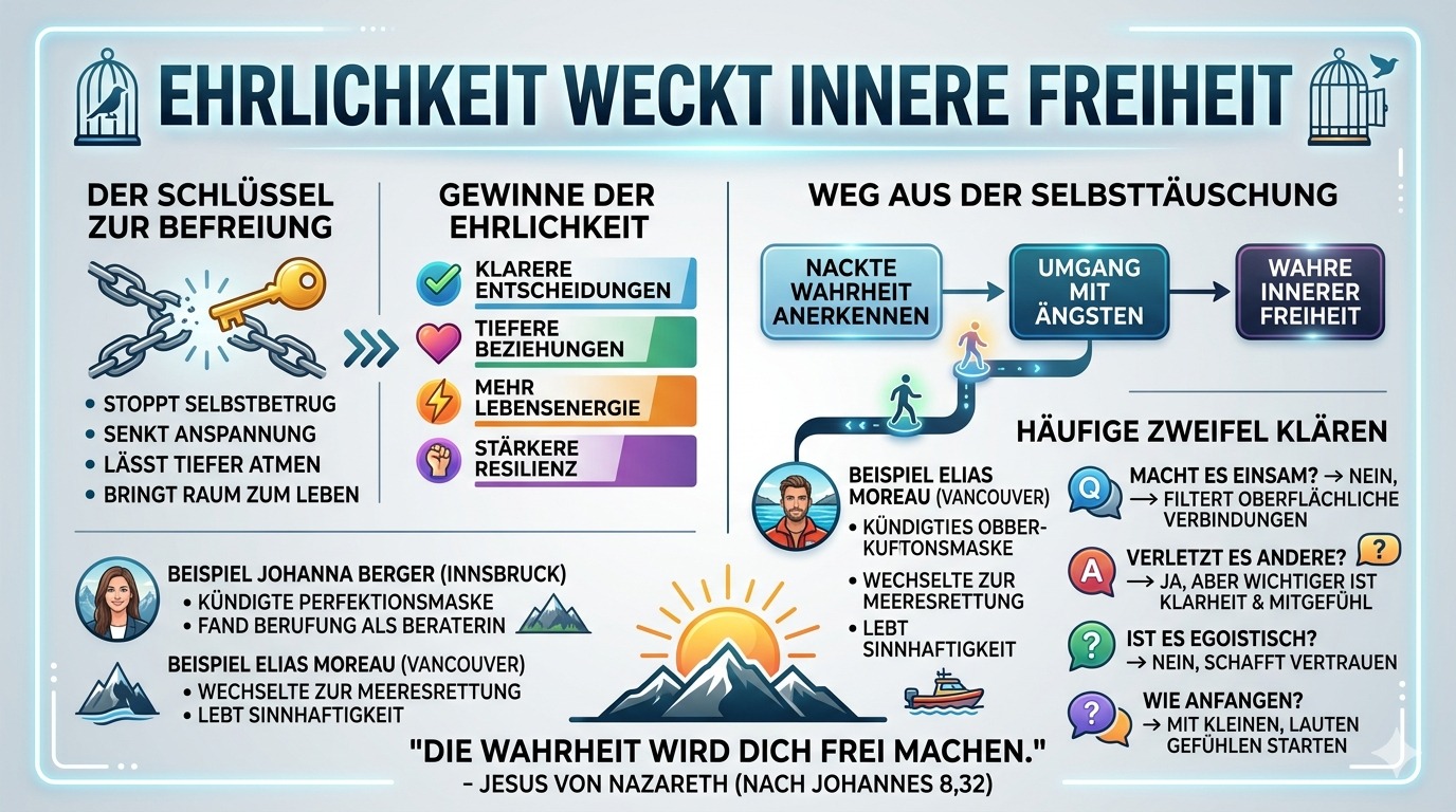 Infografik Ehrlichkeit weckt innere Freiheit. Infografik Ehrlichkeit weckt innere Freiheit.