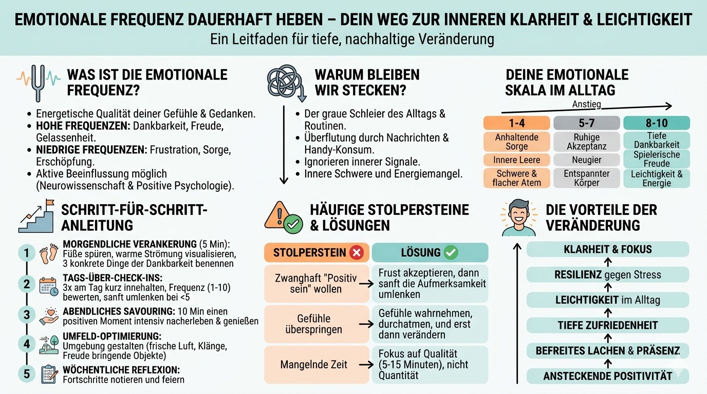 Infografik Emotionale Frequenz dauerhaft heben – Meisterhaft.