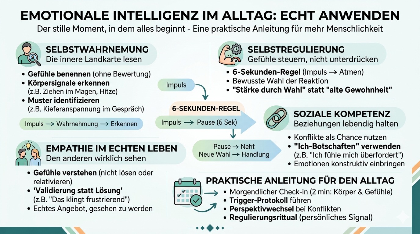 Infografik Emotionale Intelligenz im Alltag echt anwenden