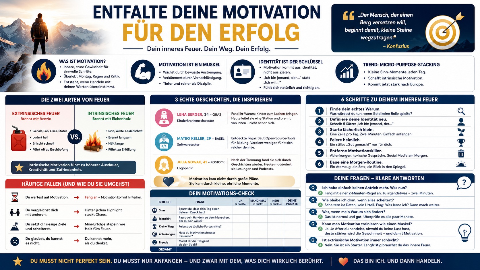 Infografik Entfalte deine Motivation für den Erfolg