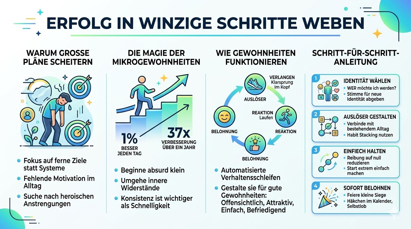 Infografik Erfolg in winzige Schritte weben