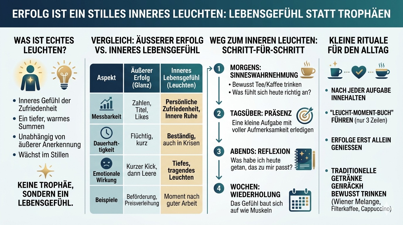 Infografik Erfolg ist ein stilles inneres Leuchten. Infografik Erfolg ist ein stilles inneres Leuchten.