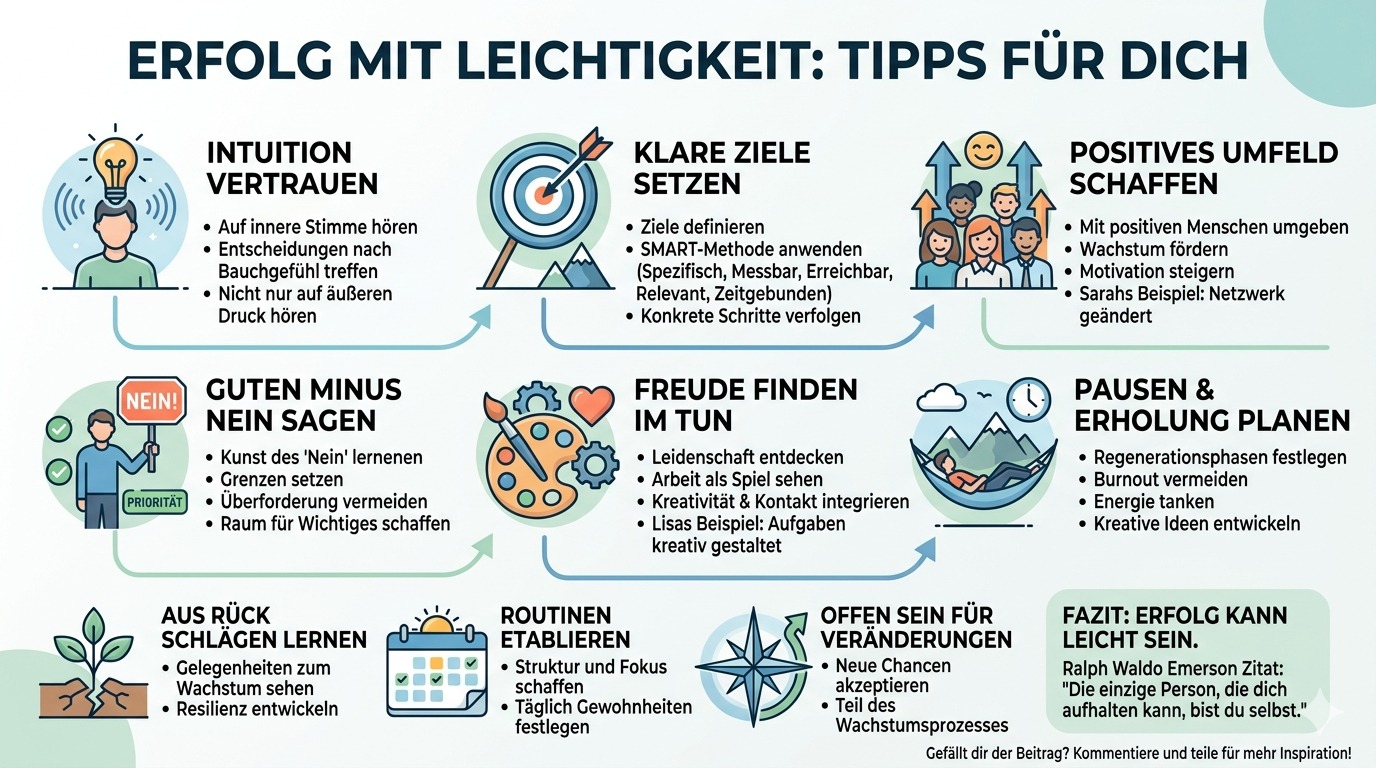 Infografik Erfolg mit Leichtigkeit Tipps für dich