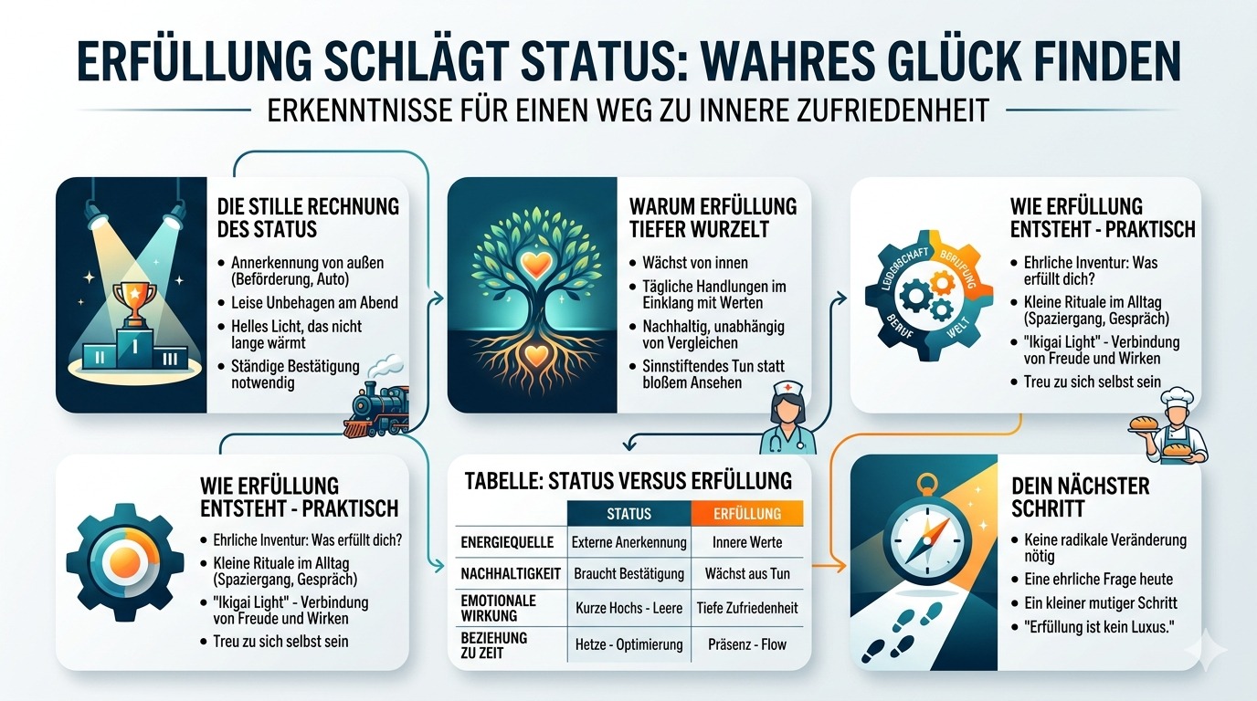 Infografik Erfüllung schlägt Status Wahres Glück finden Infografik Erfüllung schlägt Status Wahres Glück finden