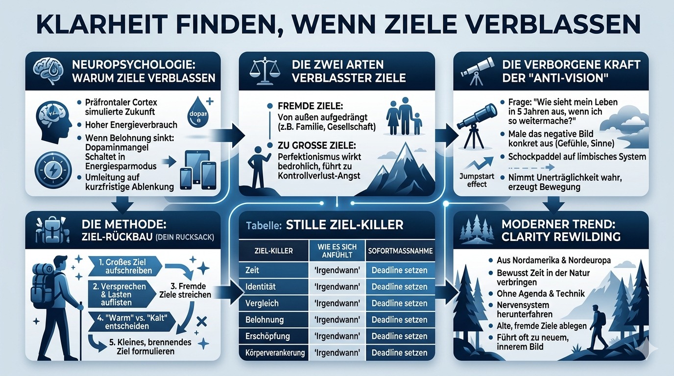 Infografik Finde Klarheit, wenn Ziele verblassen. Infografik Finde Klarheit, wenn Ziele verblassen.