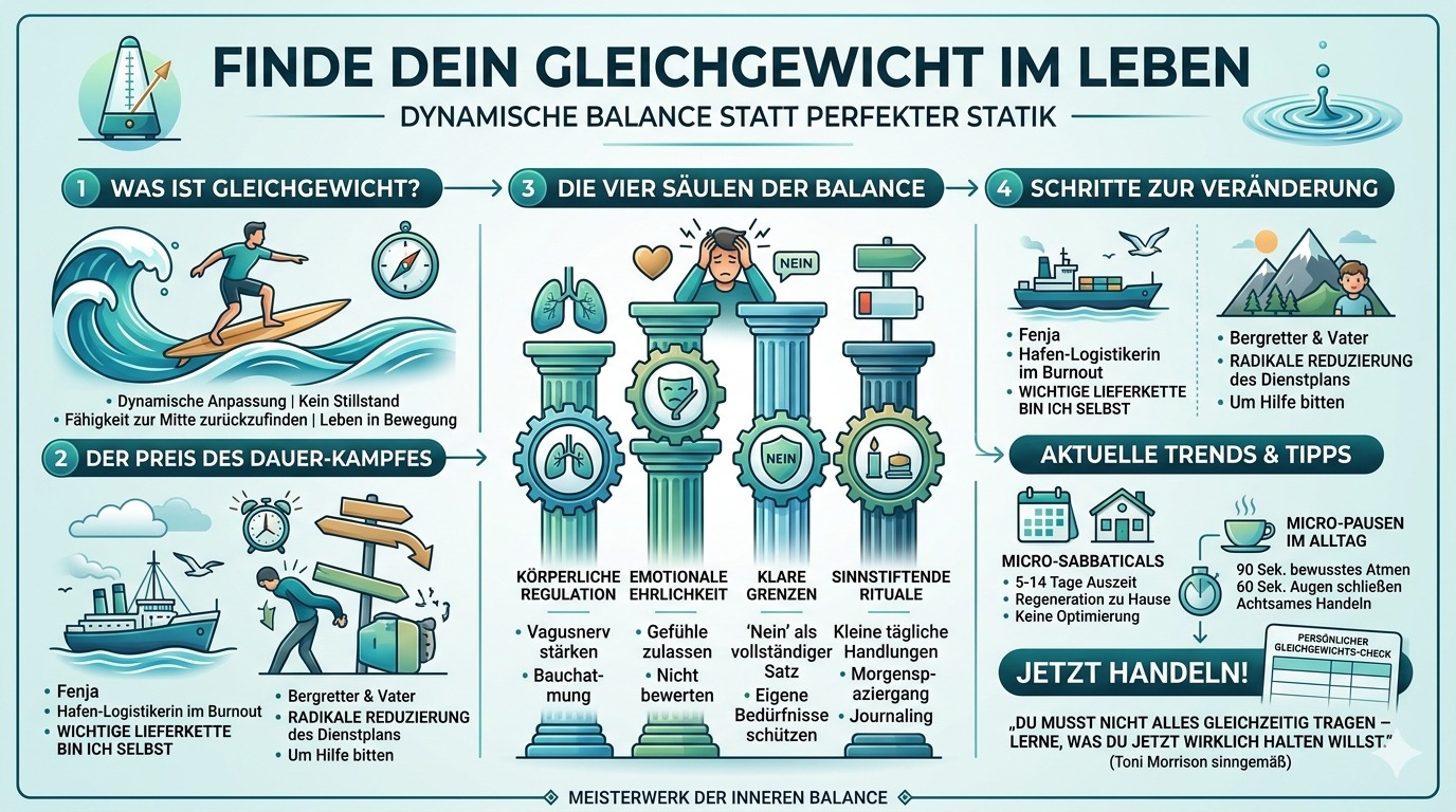 Infografik Finde dein Gleichgewicht im Leben!