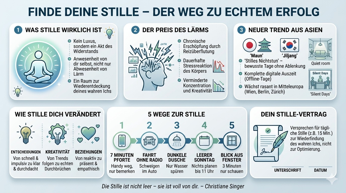 Infografik Finde deine Stille – ein Weg zum Erfolg