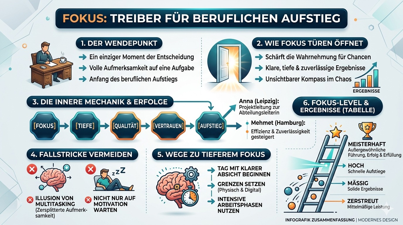 Infografik Fokus treibt den beruflichen Aufstieg an 